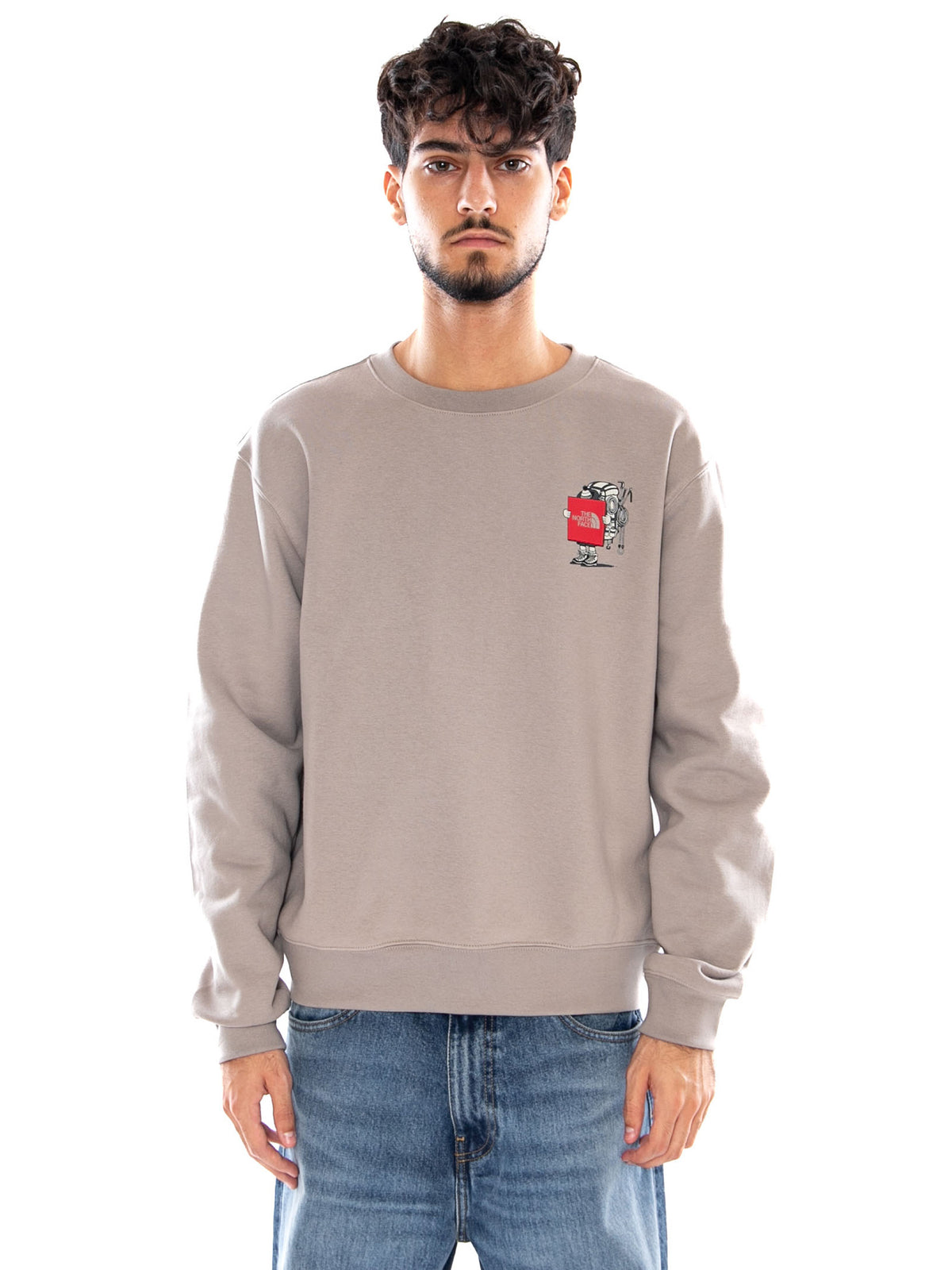 U GEAR UP GET OUT RLX CREW-GRAPHIC STONE SLAB - Felpa Uomo Beige NF0A8JB5 2MB1 THE NORTH FACE 
