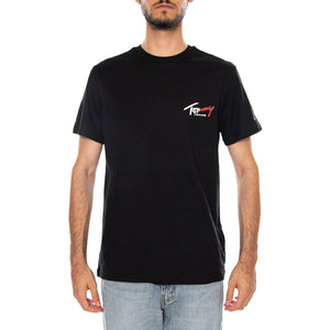 TJM SLIM SIGN CHEST SS TEE EXT BLACK - Maglietta Girocollo Uomo Nera DM0DM22538 BDS TOMMY HILFIGER 