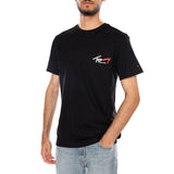 TJM SLIM SIGN CHEST SS TEE EXT BLACK - T-Shirt Homme Col Ras du Cou Noir TOMMY HILFIGER