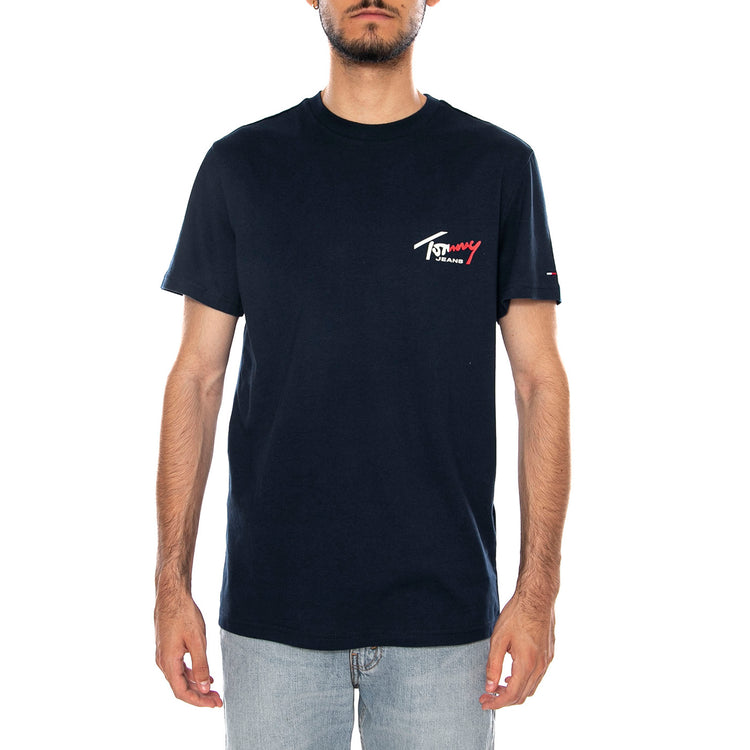 TJM SLIM SIGN CHEST SS TEE EXT DARK NIGHT NAVY - Maglietta Girocollo Uomo Blu DM0DM22538 C1G TOMMY HILFIGER 