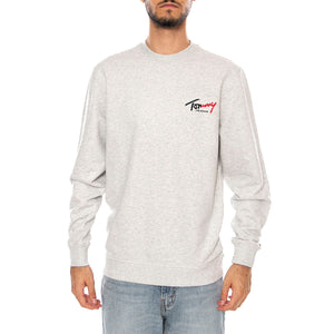 TJM REG ENTRY SIGN CNCK EXT ICE GREY HEATHER - Felpa Girocollo Uomo Grigia DM0DM23116 P08 TOMMY HILFIGER 