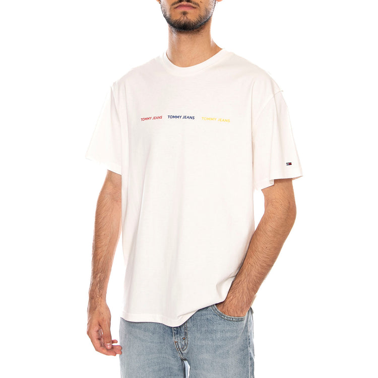 TJM REG TJ REPEAT SS TEE ANCIENT WHITE - Maglietta Girocollo Uomo Bianca DM0DM23180 YBH TOMMY HILFIGER 