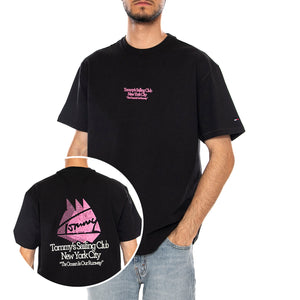 TJM RLX SAILBOAT SS TEE BLACK - Maglietta Girocollo Uomo Nera DM0DM23184 BDS TOMMY HILFIGER 