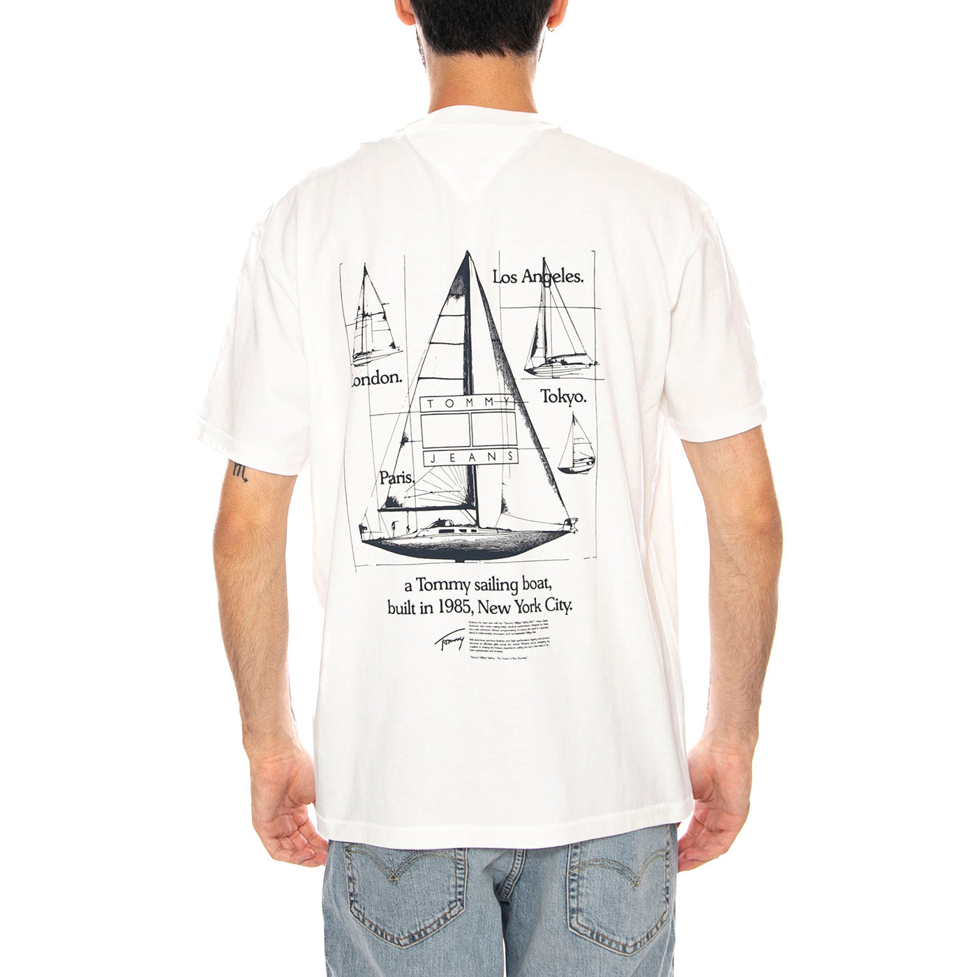 TJM RLX SAILBOAT SS TEE ECRU - Maglietta Girocollo Uomo Bianca DM0DM23184 YBL TOMMY HILFIGER 