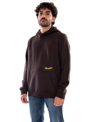 Wrangler Embroidery Hoodie Chocolate Torte Brown - Felpa Uomo con Cappuccio Marrone 112387050 BRN WRANGLER 