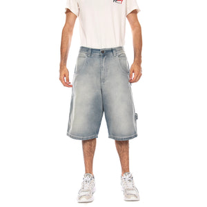 PANT. BERMUDA BAGGY T. DENIM BLUE DIRTY OLD - Bermuda Denim Jeans Uomo Blu R.BIANCO - C - DNMB LF6529 BLUESKIN 