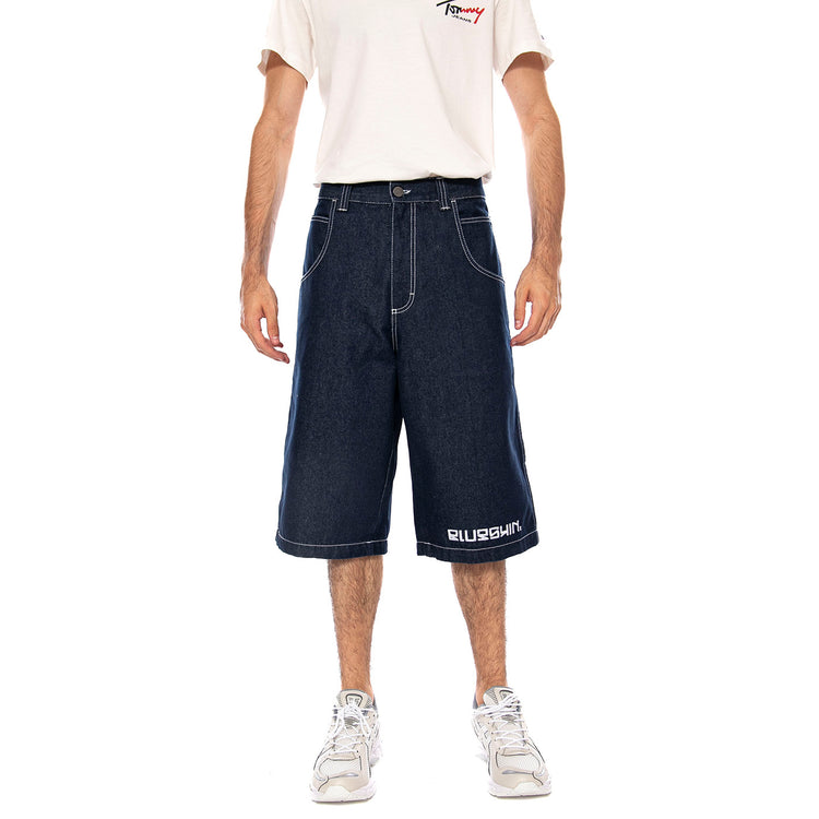 BERMUDA 14INCH T.BLACK DENIM RINSE - Bermuda Denim Jeans Uomo Blu R.BIANCO 14IN 001 BLUESKIN 