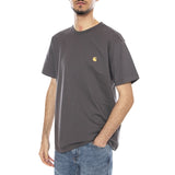 S/S CHASE T-SHIRT PORPHYRY / GOLD - T-shirt Encolure Ronde Homme CARHARTT WIP