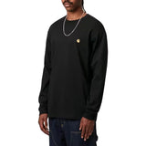 L/S CHASE T-SHIRT BLACK / GOLD - T-Shirt Col Rond Manches Longues Homme Noir Homme CARHARTT WIP