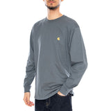 L/S Chase T-Shirt Cozy Blue / Gold - T-Shirt Girocollo Maniche Lunghe Uomo Blu - Uomo CARHARTT WIP