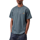 S/S AMERICAN SCRIPT T-SHIRT OFFICE BLUE - T-Shirt Col Ras du Cou Homme Bleu Homme CARHARTT WIP