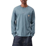L/S POCKET T-SHIRT VELVET BLUE - T-Shirt Col Rond Manches Longues Homme Bleu Homme CARHARTT WIP