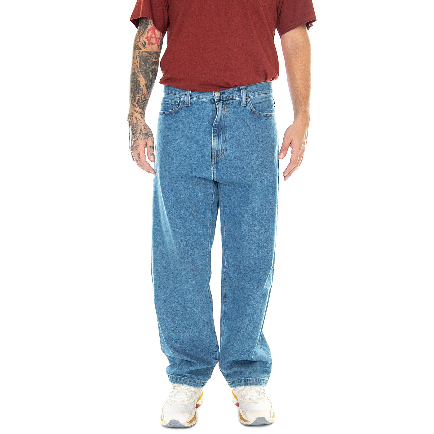 LANDON PANT Blue, Heavy stone wash - Pantaloni Denim Jeans Oversize Uomo Blu I030468 0160 CARHARTT WIP 