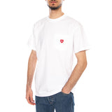 S/S POCKET HEART T-SHIRT WHITE/RED - T-Shirt Encolure Ronde Homme Blanc Homme CARHARTT WIP