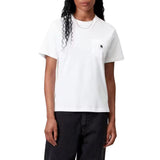 W' S/S POCKET T-SHIRT WHITE / BLACK - T-Shirt Col Rond Femme Blanc Femme CARHARTT WIP