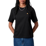 T-SHIRT S/S CHASE W' BLACK / GOLD - T-Shirt Col Rond Femme Noir - Femme CARHARTT WIP