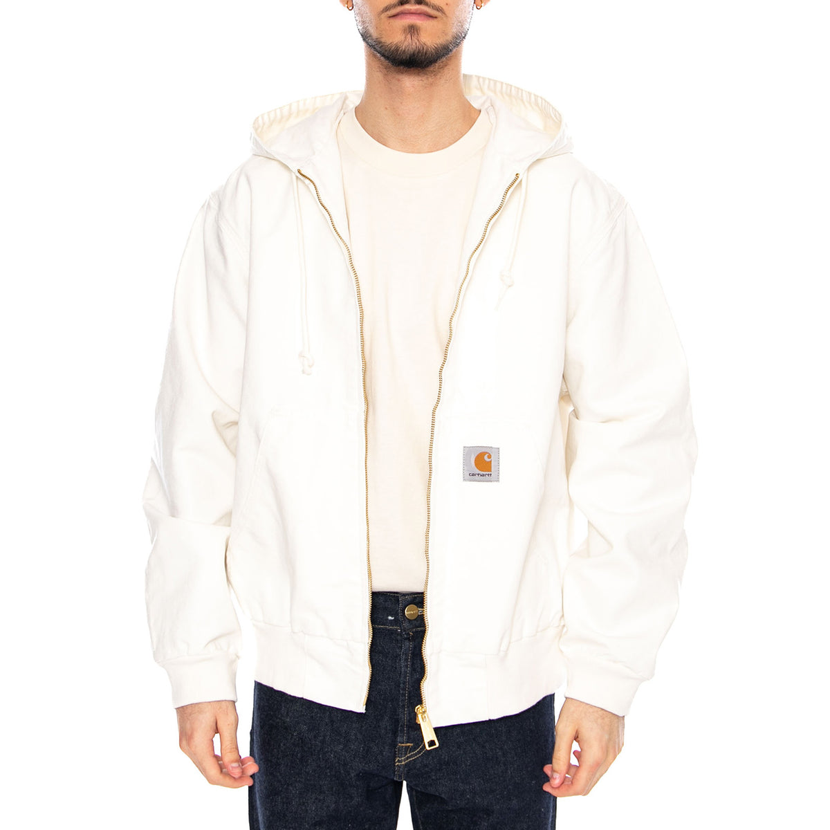 OG Active Jacket Wax - Giacca con Cappuccio e Zip Uomo Bianca I034311 D602 CARHARTT WIP 