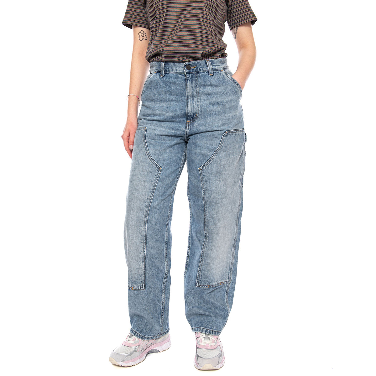 W' Brandon Double Knee Pant Blu - Pantaloni Denim Jeans Donna Blu I034462 01UR CARHARTT WIP 