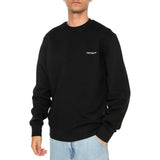 SCRIPT EMBROIDERY SWEAT BLACK / WHITE - Sweat Rond Homme Noir - Homme CARHARTT WIP
