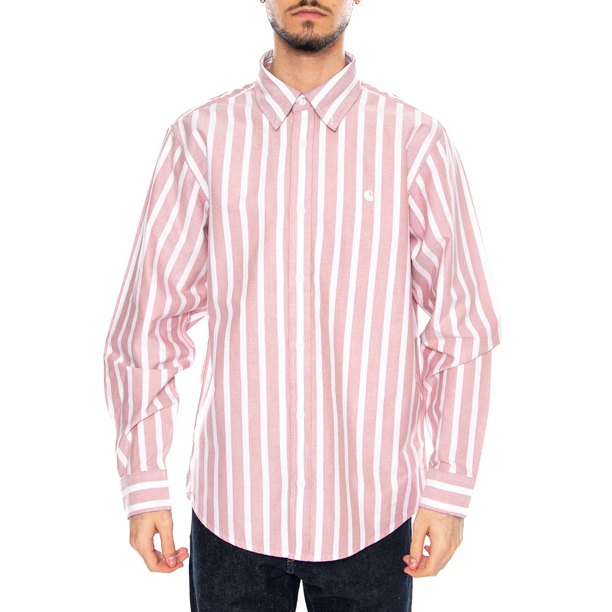 L/S Deven Shirt Deven Stripe, Oxide Red - Camicia Uomo Multicolore I036198 3JDXX CARHARTT WIP 