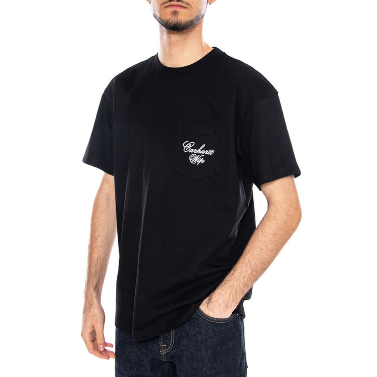 S/S Longhand Pocket T-Shirt Black / White - Maglietta Girocollo Uomo Nera I036204 0D2XX CARHARTT WIP 