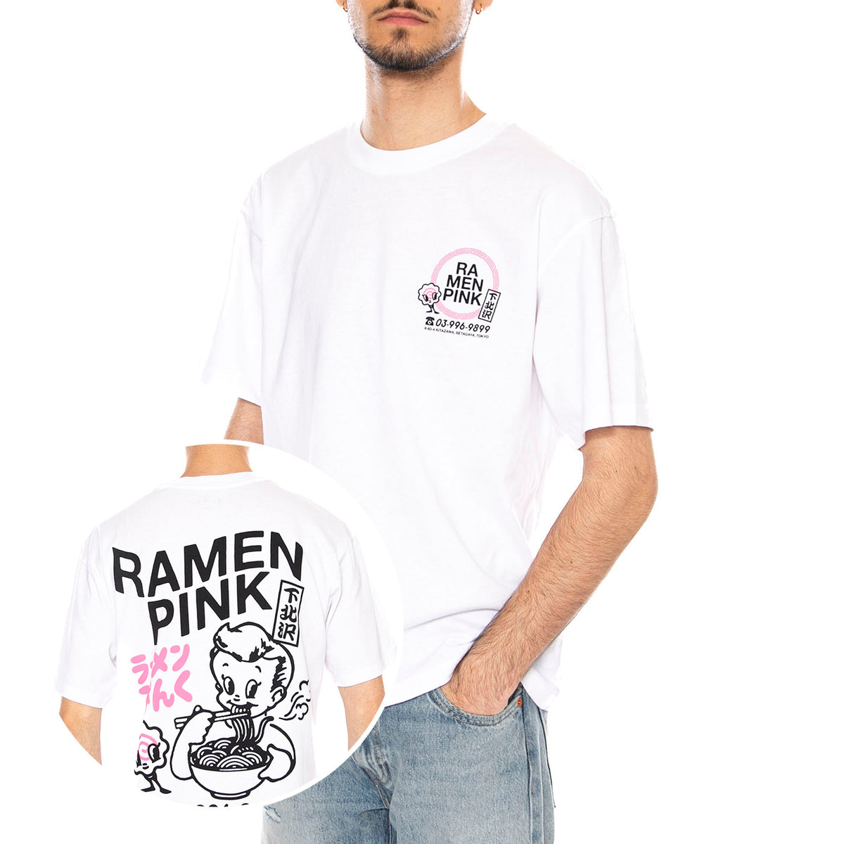 RAMEN PINK TS - Maglietta Girocollo Uomo Bianca I036627.02.67. 02,67 EDWIN 