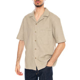 Nilio MS Shirt Stone Green - Chemise Manches Courtes Homme Beige / Vert Homme ELVINE