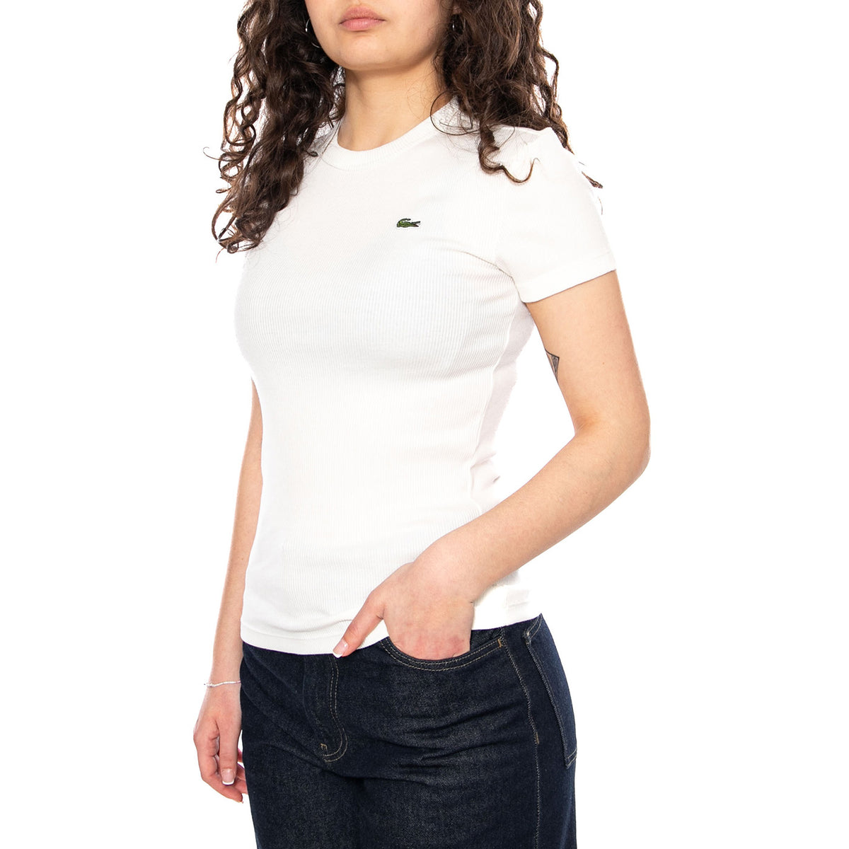 T-SHIRT White - Maglietta Girocollo Donna Bianca TF5538 70V LACOSTE 