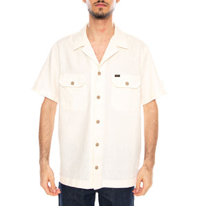 SS Utility Camp Shirt Natural White - Camicia Maniche Corte Uomo Bianca 112378678 WHT LEE 