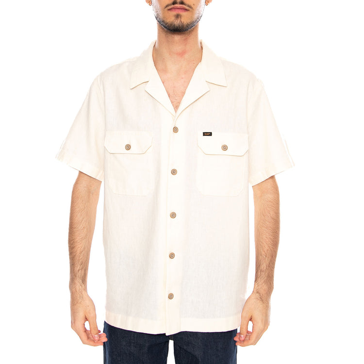 SS Utility Camp Shirt Natural White - Camicia Maniche Corte Uomo Bianca 112378678 WHT LEE 