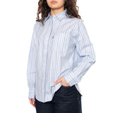 Harlie Boyfriend Shirt - Amari Stripe Chambray Blue 1 Poplin - Chemise Femme Bleu LEVIS