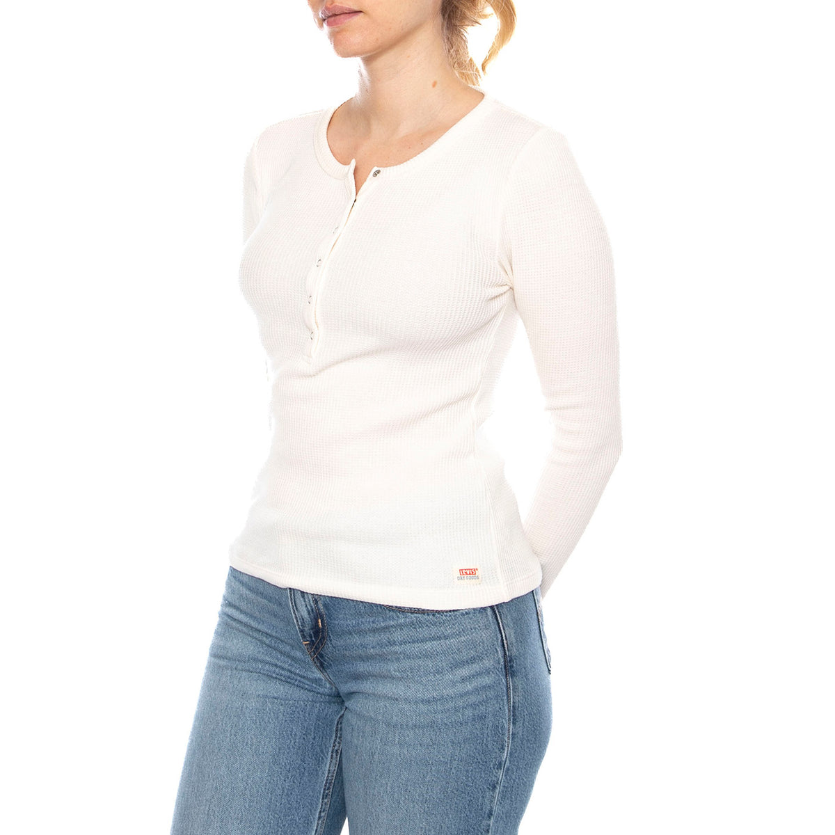 Dry Goods Henley Waffle - Gardenia - Maglietta Maniche Lunghe Donna Bianca 003PY 0000 LEVIS 