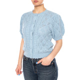 Pauline Pointelle Ss Cardi - Glacier Lake Novelty Stitch - Cardigan Manches Courtes Femme Vert Femme LEVIS