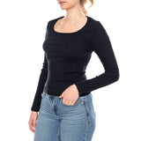 Essential Sqrd Neck Long Sleeve - Bright White Rib - T-shirt Femme Col Rond Manches Longues Blanc LEVIS