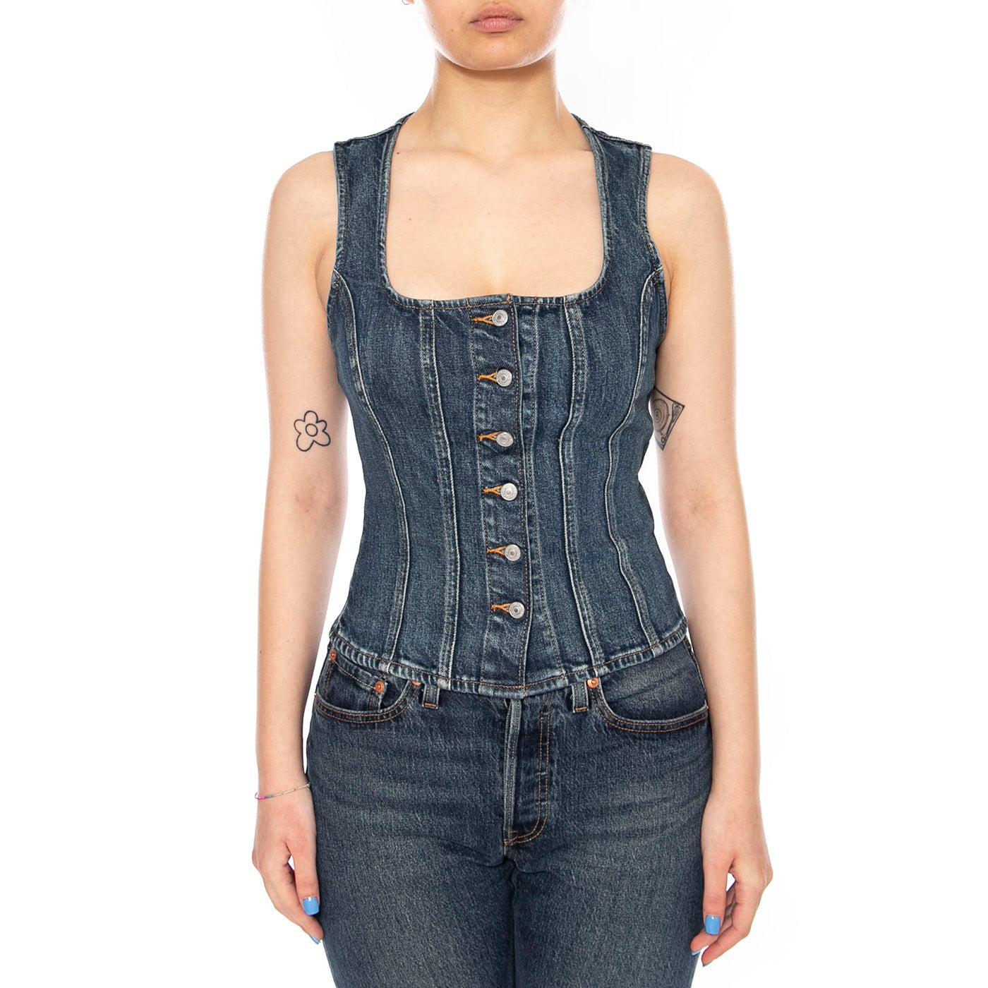 SCULPTED TOP DENIM - Top Denim Jeans Donna Blu 005O30001  LEVIS 