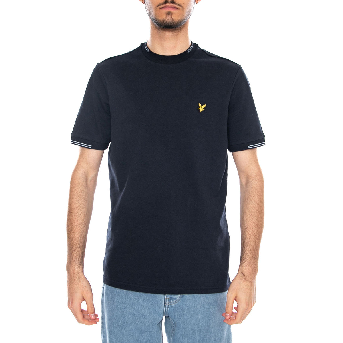 Fine Tipped T-Shirt Dark Navy / Chalk - Maglietta Girocollo Uomo Blu TS2405V Y15 LYLE & SCOTT 