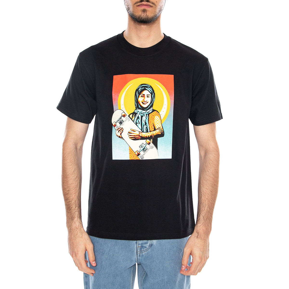Skateistan / Obey Tee - Maglietta Girocollo Uomo Nera 165264402 BLK OBEY 