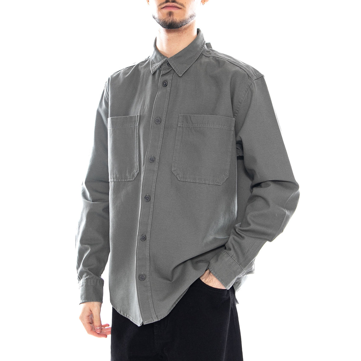 Onsalp Canvas Overshirt 0359 - Castor Gray - Camicia Uomo Grigia 22036879-VERDE CASTOR GRAY ONLY & SONS 