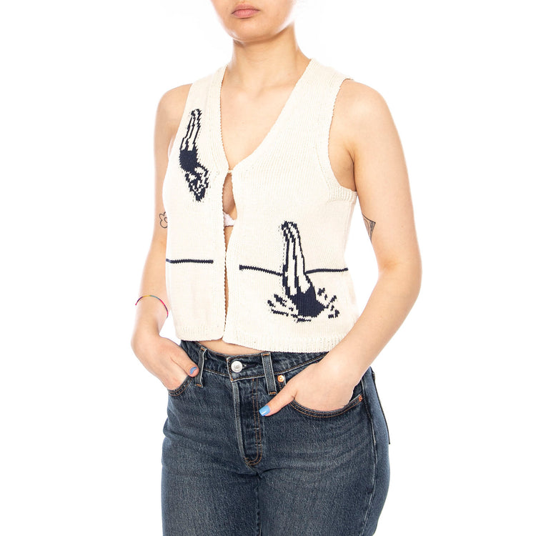 SWIMMERS ECRU ROBBIE KNITTED VEST - Top Donna Ecrù WKN00260 ECR THINKING MU 