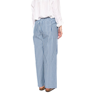 BEGUR STRIPES BRIGITTE PANTS BLUE - Pantaloni Larghi Donna Blu WPT00260 MLT THINKING MU 