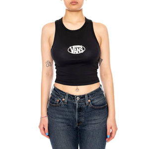 OVAL LOGO TANK BLACK - Canotta Donna Nera VN000XDP BLK1 VANS 
