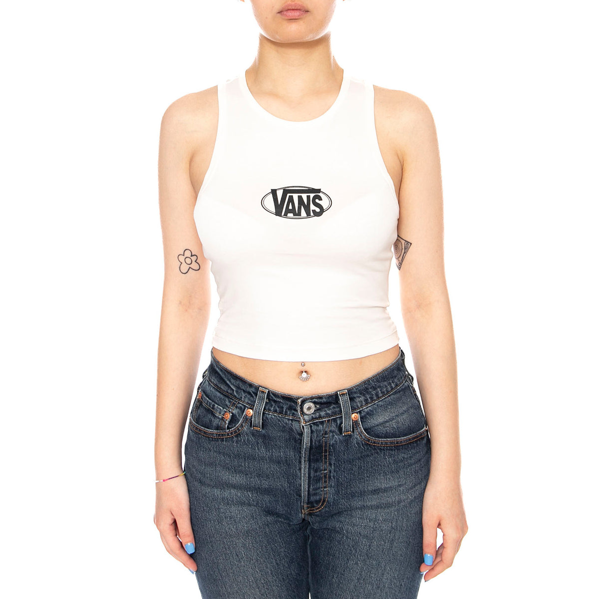 OVAL LOGO TANK EGRET - Canotta Donna Bianca VN000XDP C9F1 VANS 