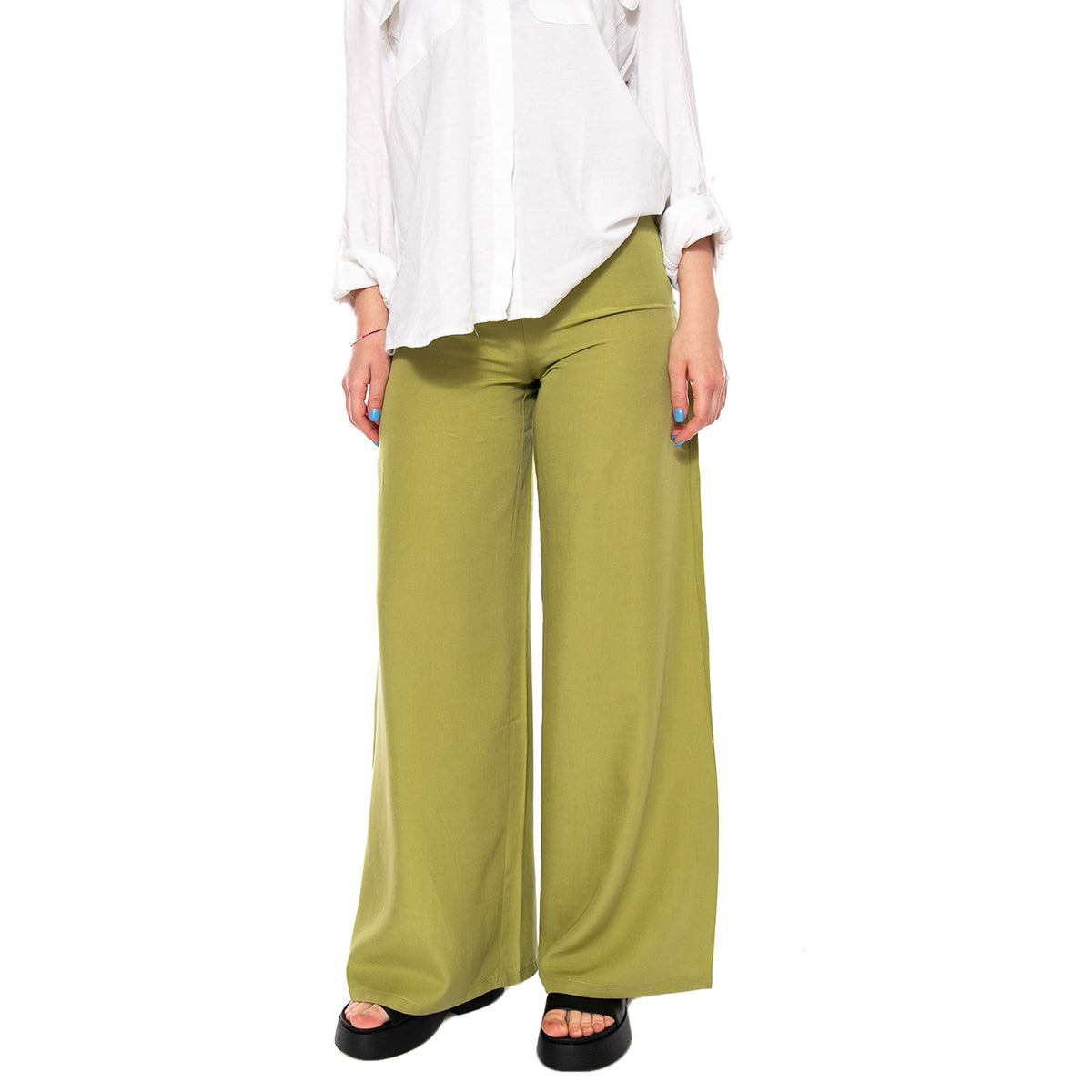 PANTALÓN WIDE LEG VERDE - Pantaloni Larghi Donna Verdi 61W/11214 GRN WILD PONY 