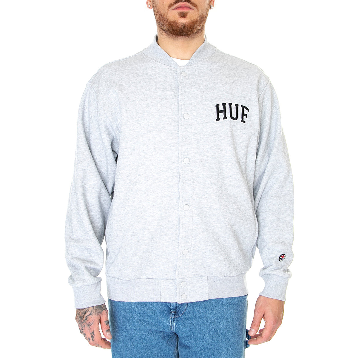 Athletic Cardigan Heather Grey - Cardigan In Felpa Uomo Grigio FL00197-HTGRY . HUF 
