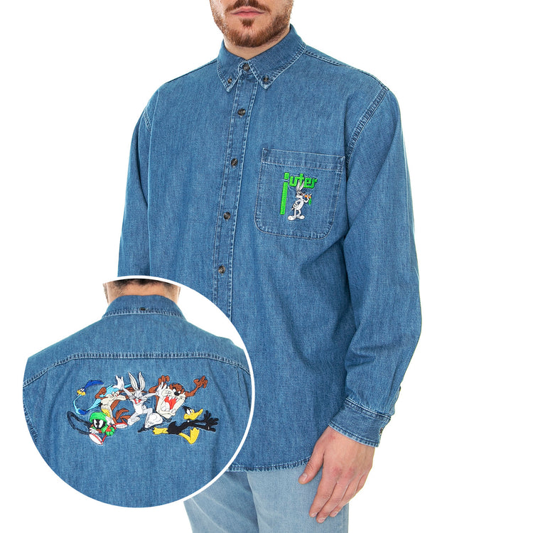 Looney Tunes Denim Shirt Light Blue - Camicia Denim Jeans Uomo Blu 23SIHR53-LIGHT BLUE . IUTER 