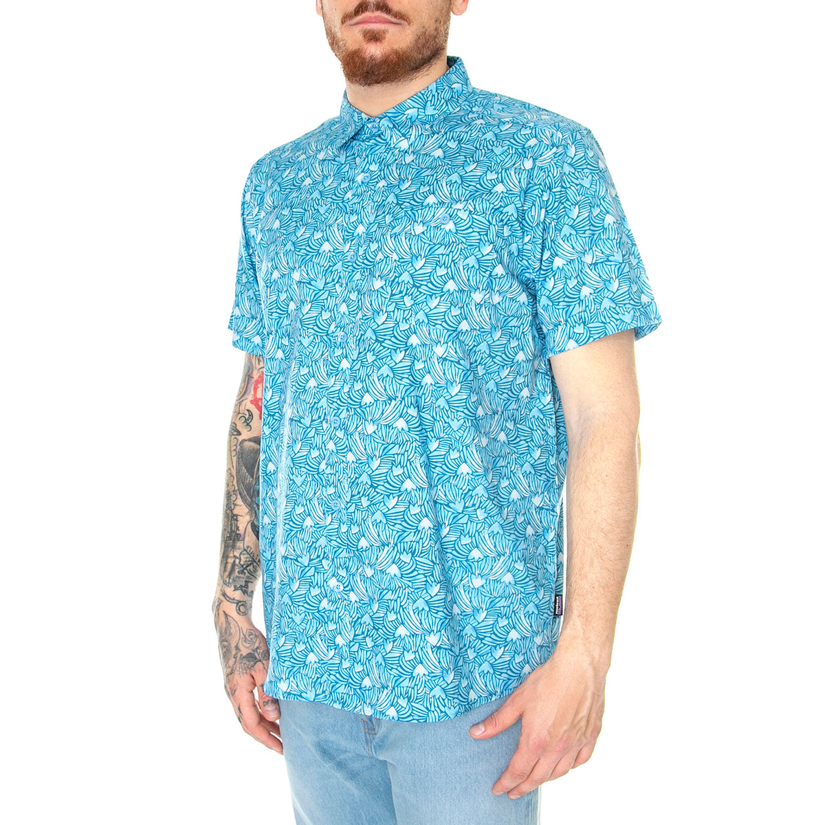 M's Go To Shirt Block Party Lago Blue - Camicia Maniche Corte Uomo Blu 52691-BPLA . PATAGONIA 