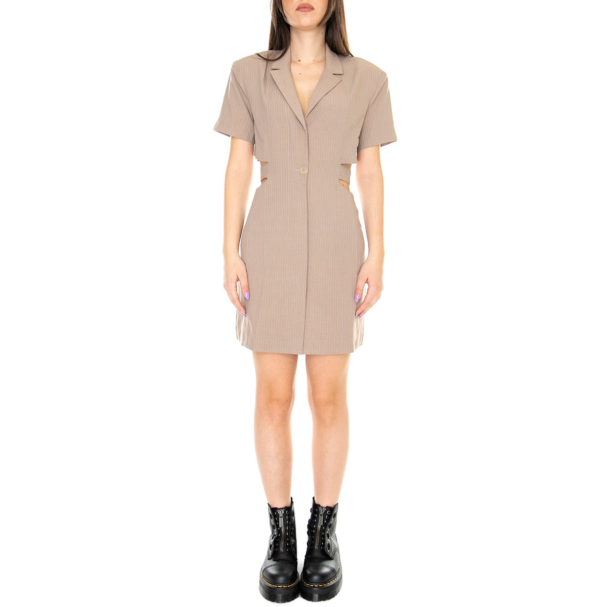 Vestido Corto Tipo Traje Abierto Beige - Abito Donna Beige 31W/11204 . WILD PONY 