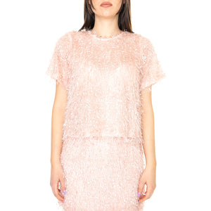 Top de Manga Corta con Flecos Rosa - Top Donna Rosa 31W/11251 . WILD PONY 