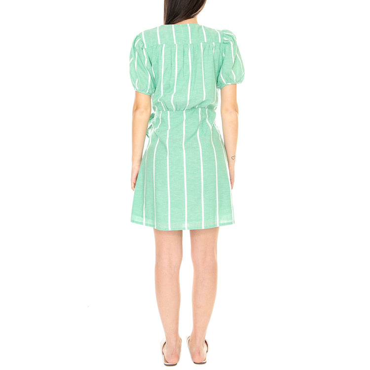Vestido Corto Cruzado con Estampado de Rayas - Abito Donna Verde 31W/41235 . WILD PONY 