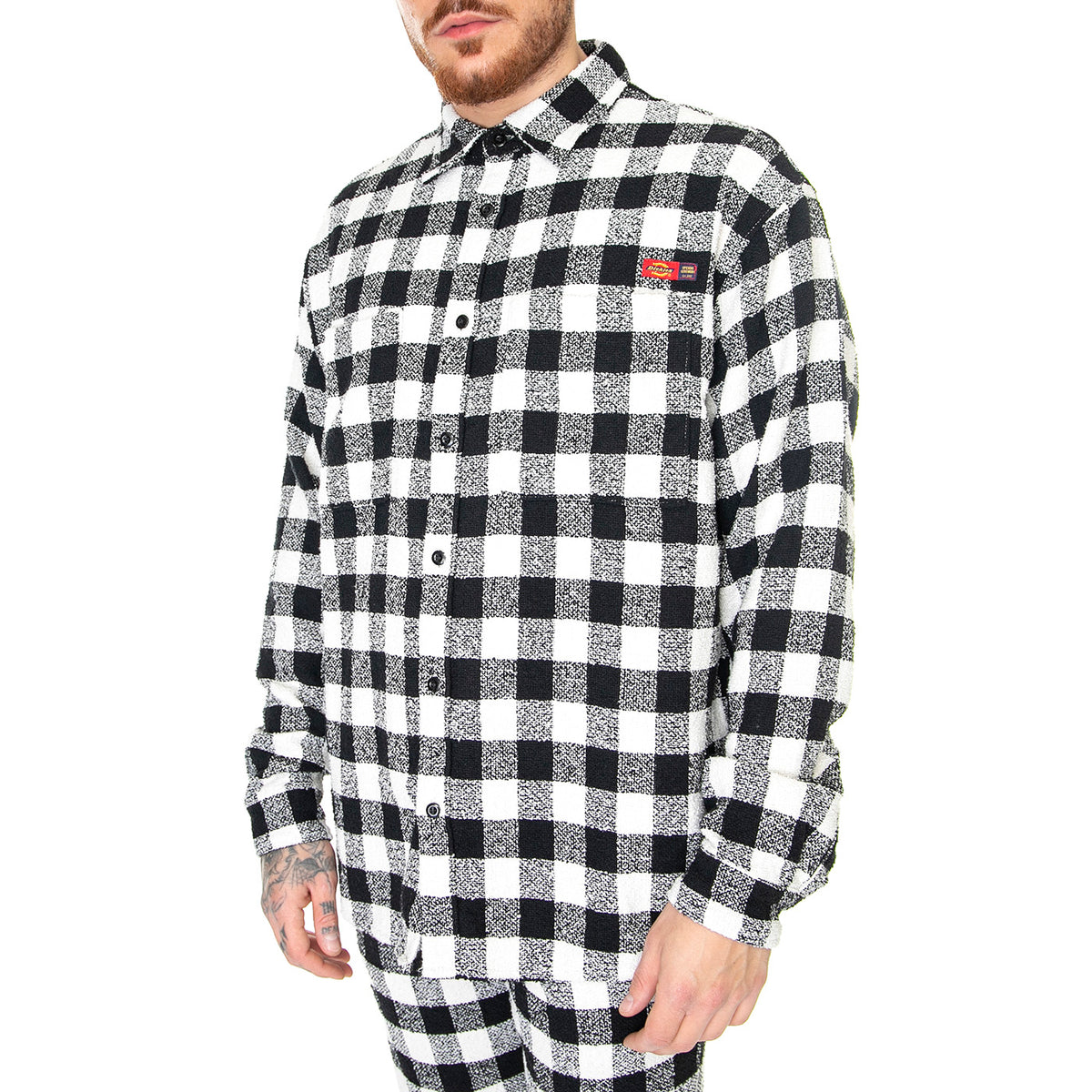 OC x DICKIES Tweed Shirt Black Check - Camicia Uomo Nera / Multicolore DK0A4Y4WE901 . DICKIES 